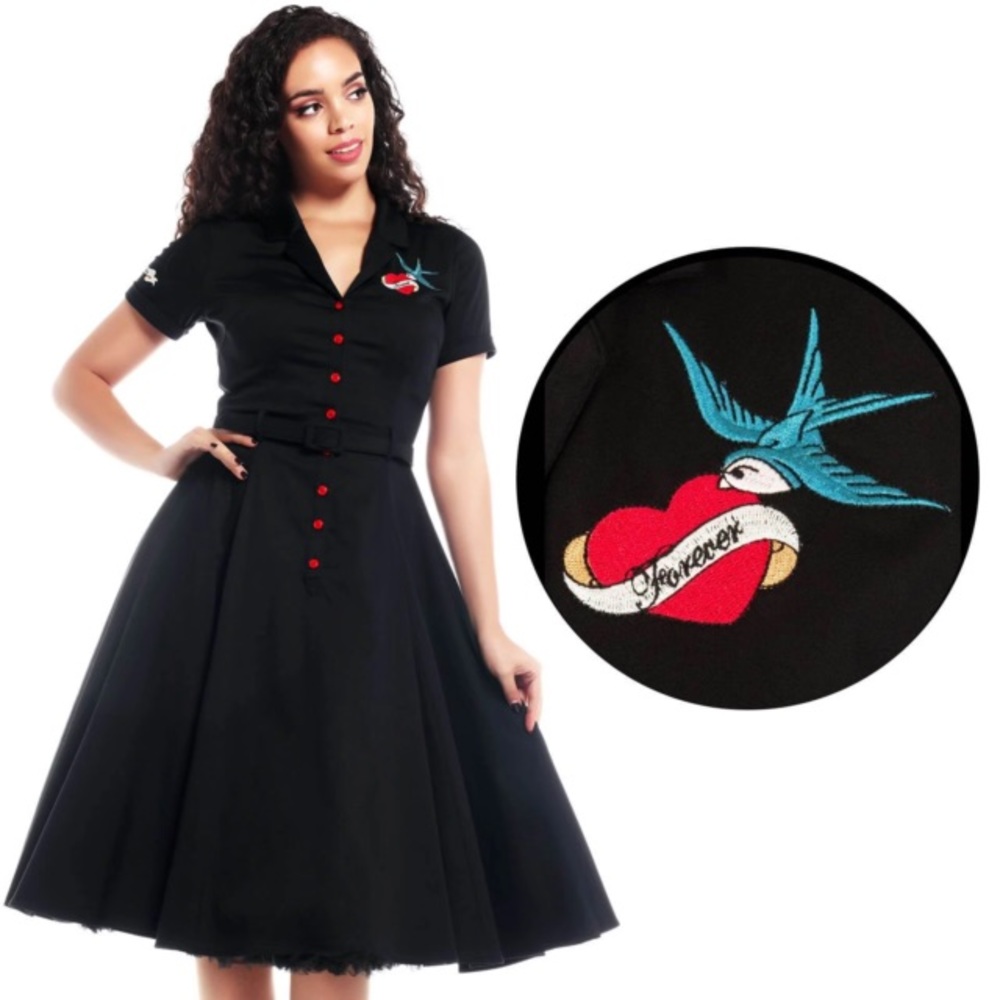 Collectif Tattoo Print Pinup Dress- Small/worn 1X!